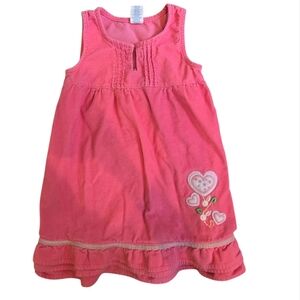 Vintage Y2k Wonder Kids Coral Sleeveless Heart Embroidery Dress